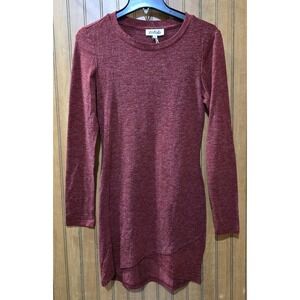 Listicle Casual Shirt Dress Women‎ Sz S Heather Red Long Sleeve Stretch NWT